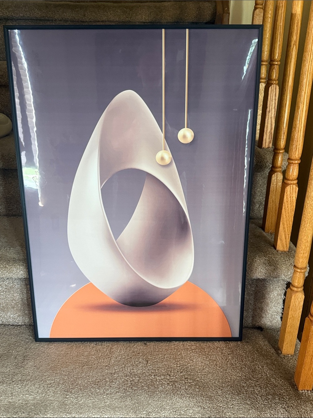 Modern Abstract White & Orange Sculptural Art Print by